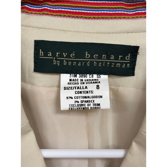 NWT Harve Benard khaki cream button blazer jacket cotton pockets 8 - Picture 6 of 9